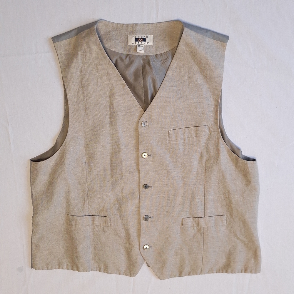 Joseph Abboud Light Gray Linen Blend Men's Vest, XXXL